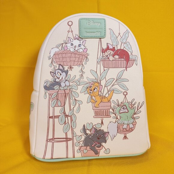 Loungefly Disney Cats & Plants Mini Backpack Soft Tag Marie Figaro Oliver NEW - Picture 2 of 11